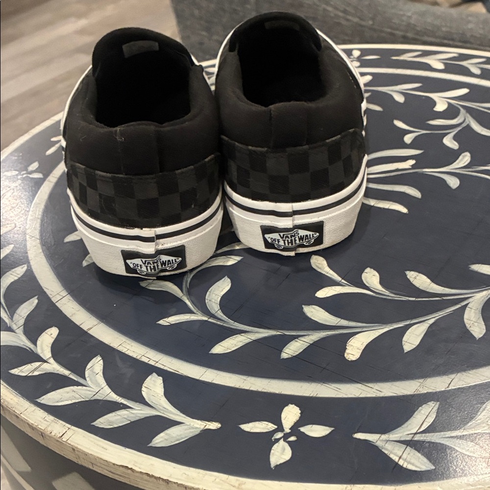 Vans Boys Black and Gray Checkered Slip-On Sneakers - Picture 3 of 5